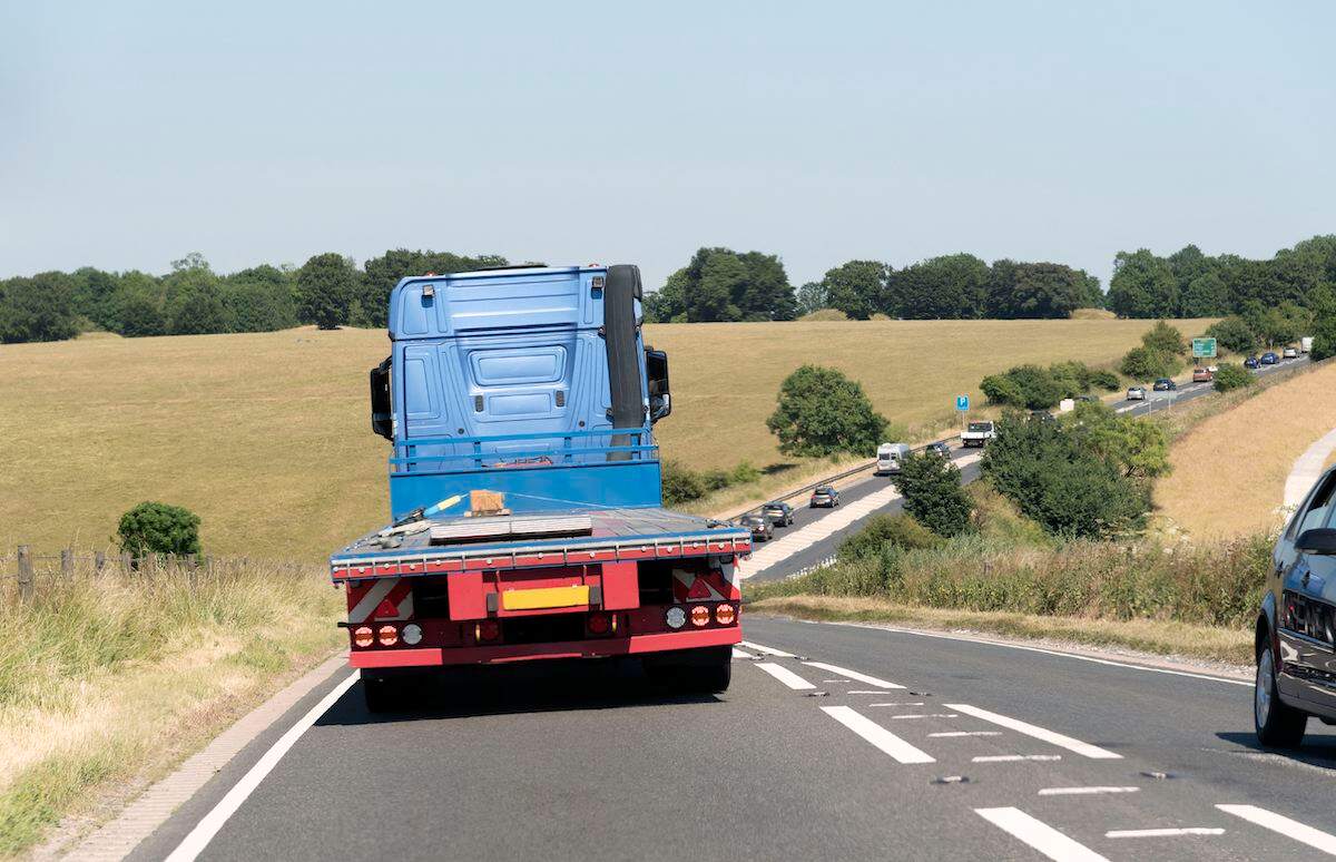 A flatbed truck