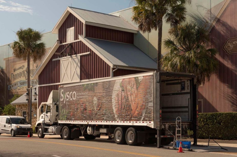 A "Sisco" semi-truck delivering food to tourists in a Florida resort.