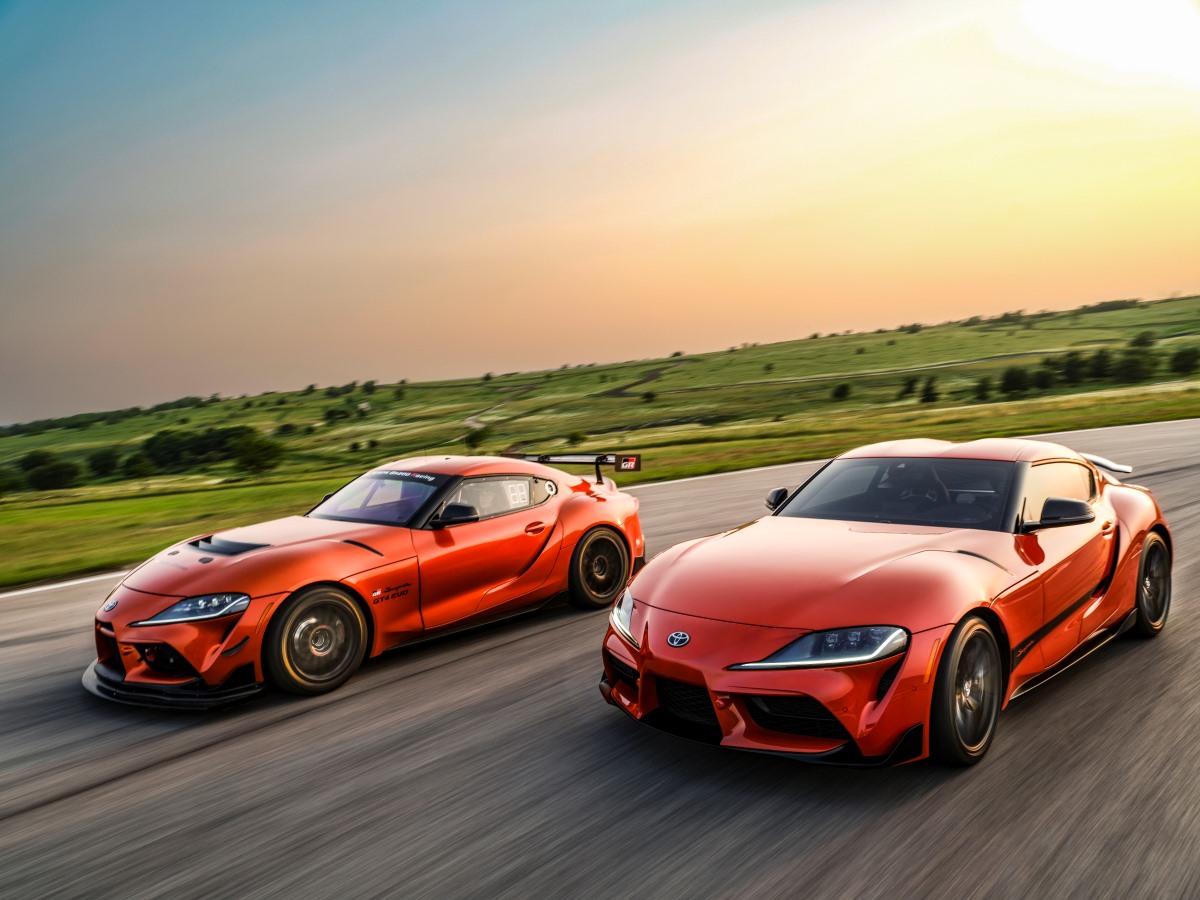 Toyota GR Supra and Supra GT4 Evo race car