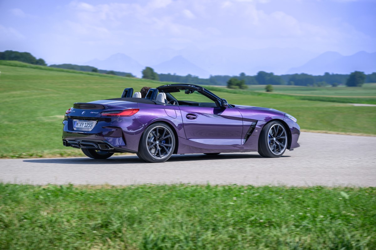 Purple 2024 BMW Z4 from the rear