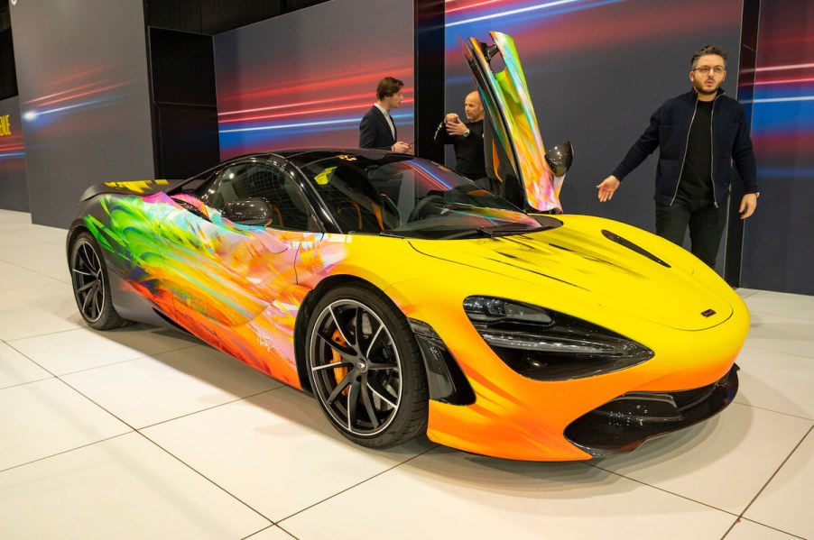 A yellow wrapped McLaren