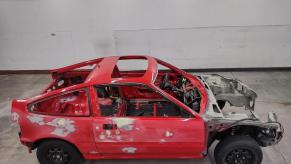 The red 1991 Honda CR-X shell up for auction on Bring A Trailer