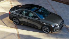 An overhead shot of a parked 2024 Audi A3 subcompact executive car/luxury sedan model