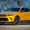 Parked yellow 2023 Dodge Hornet PHEV