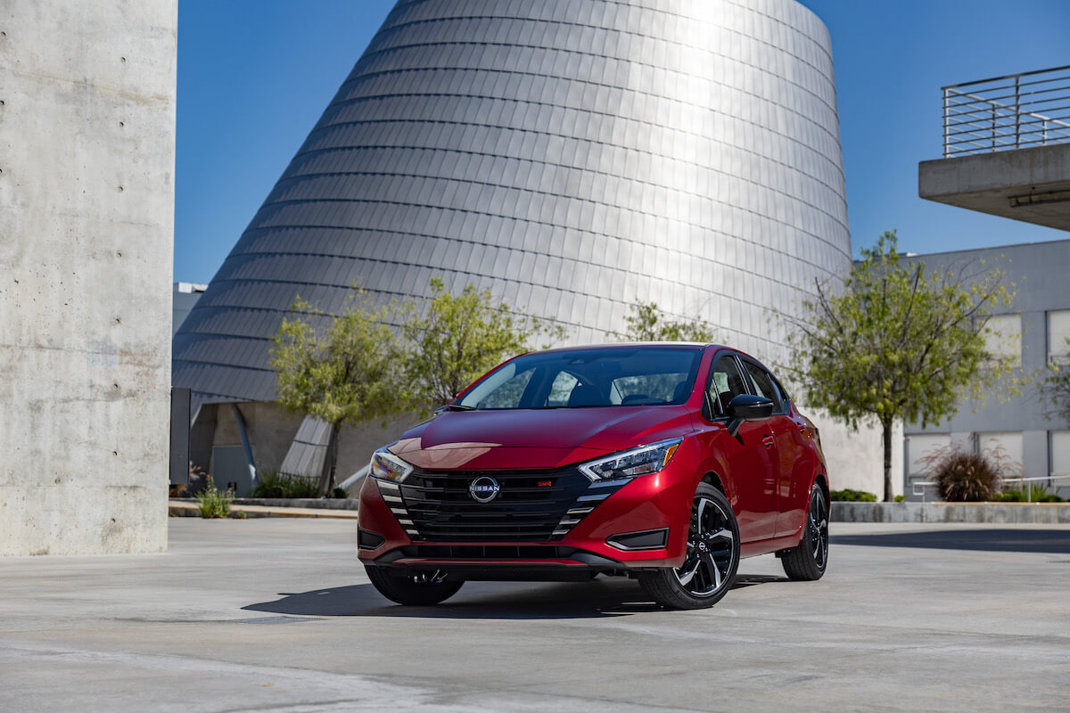 A front corner view of the 2023 Nissan Versa