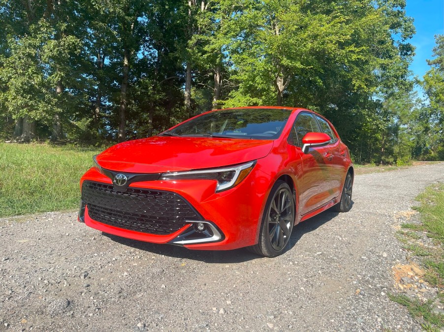 The 2023 Toyota Corolla Hatchback on a gravel road