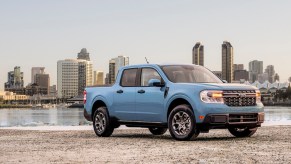 The 2024 Ford Maverick Hybrid parked by the city