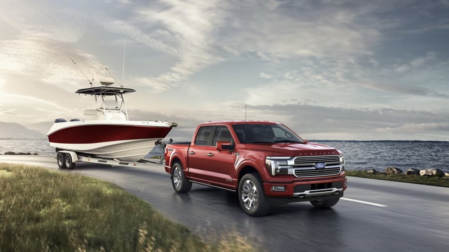 The 2024 Ford F-150 towing a boat