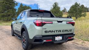 A rear corner view of the 2024 Hyundai Santa Cruz XRT