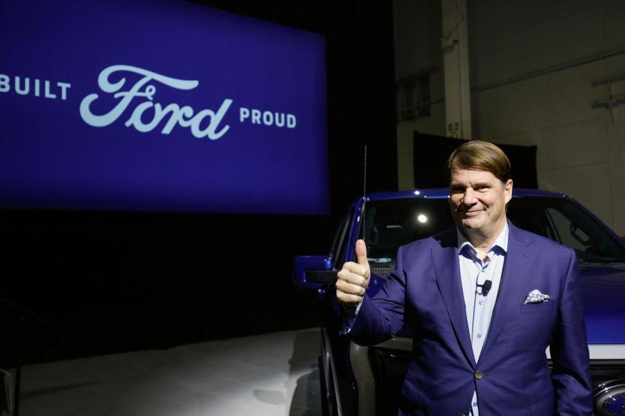 Ford CEO Jim Farley speaking at an event.