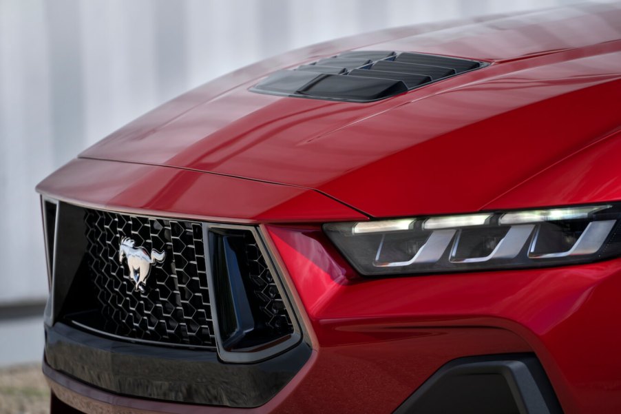 The front grille of the 2024 Ford Mustang. Ford sales for this model have been disappointing.