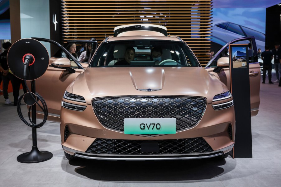 A Genesis GV70 is on display during the 20th Shanghai International Automobile Industry Exhibition. The GV70 and X3 are comparable.