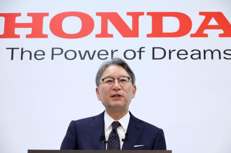 Honda's CEO, Toshihiro Mibe, speaking at an event.