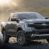 Gray 2024 Ford Ranger midsize pickup off-road