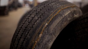 Excessive uneven tire wear showing suspension problems