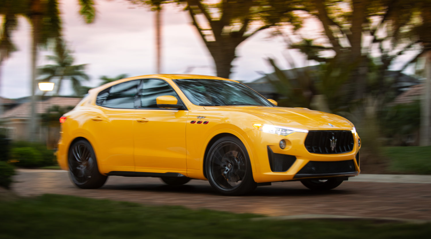 The 2023 Maserati Levante Trofeo in motion