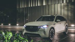 The 2024 Mazda CX-90 midsize SUV at night