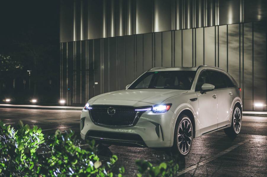 The 2024 Mazda CX-90 midsize SUV at night