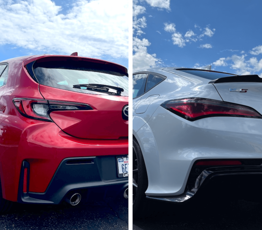 2023 Toyota GR Corolla and 2024 Acura Integra Type S rear shots