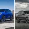 An 2023 Acura RDX (L) and BMW X3 xDrive30d (R) compact luxury crossover SUV models