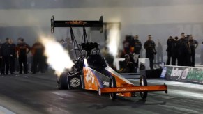 Mike Salinas Scrapper Top Fuel dragster launching at Carolina Nationals 2023