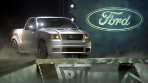 The all-new 2004 Ford F-150 with the supercharged 5.4L V8 Triton engine at the NAIAS 2003 in Detroit, Michigan