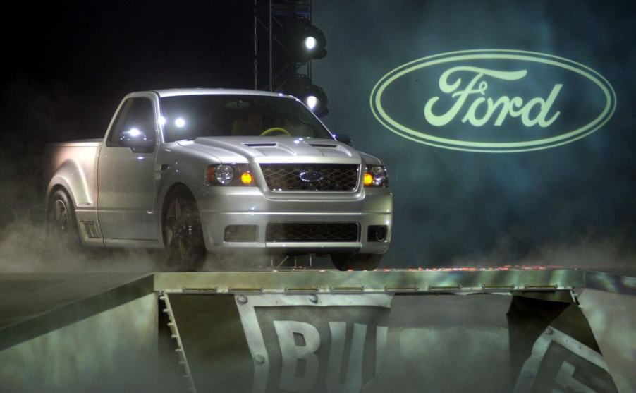 The all-new 2004 Ford F-150 with the supercharged 5.4L V8 Triton engine at the NAIAS 2003 in Detroit, Michigan