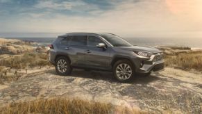 A redesigned 2019 Toyota RAV4 on display.