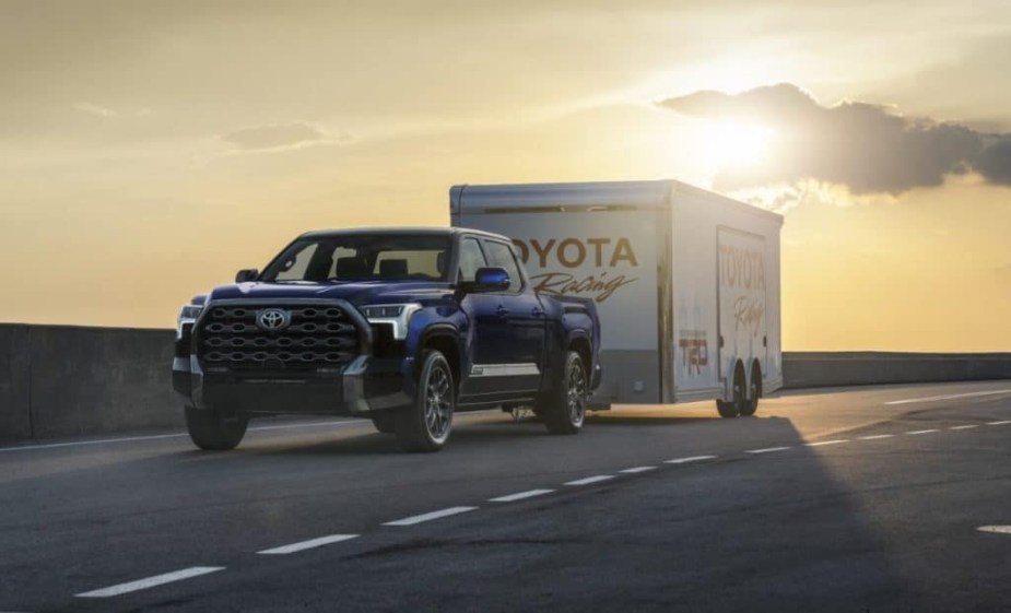 The 2023 Toyota Tundra towing a trailer