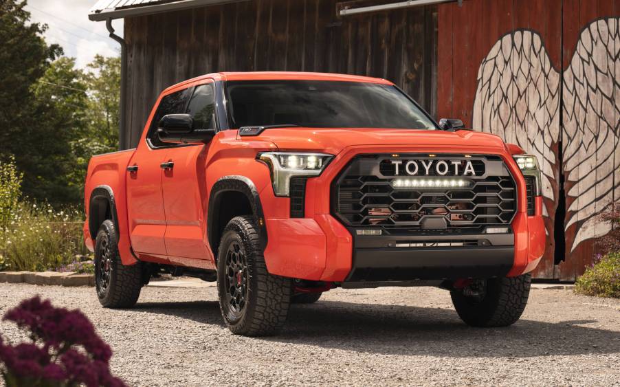 The 2023 Toyota Tundra parked in sand