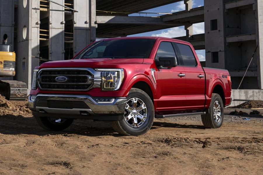 The 2023 Ford F-150 in the sand at a construction site