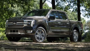 The 2024 Ford F-150 off-roading in the woods