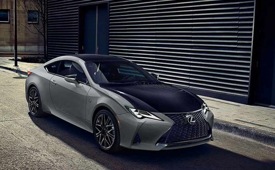 A 2024 Lexus RC compact executive coupe model with the Special Appearance hood and roof package