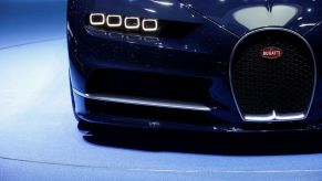 A Bugatti Chiron mid-engine luxury sports car model at the 87th Geneva International Motor Show