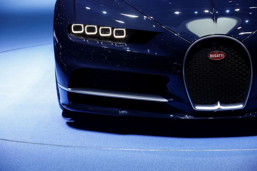 A Bugatti Chiron mid-engine luxury sports car model at the 87th Geneva International Motor Show