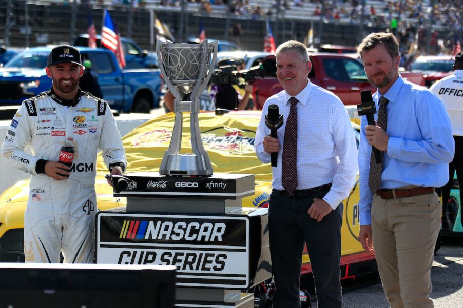 Dale Earnhardt Jr. and Austin Dillon before race.