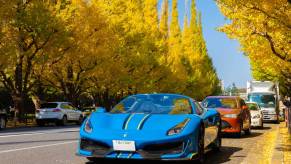 Ferrari parked in the fall