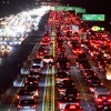 A highway scene from above