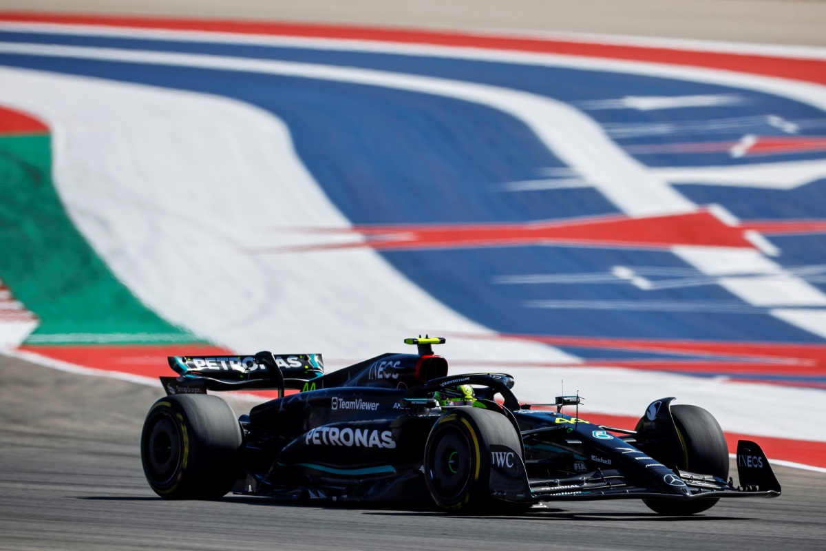 Lewis Hamilton on track at the US GP