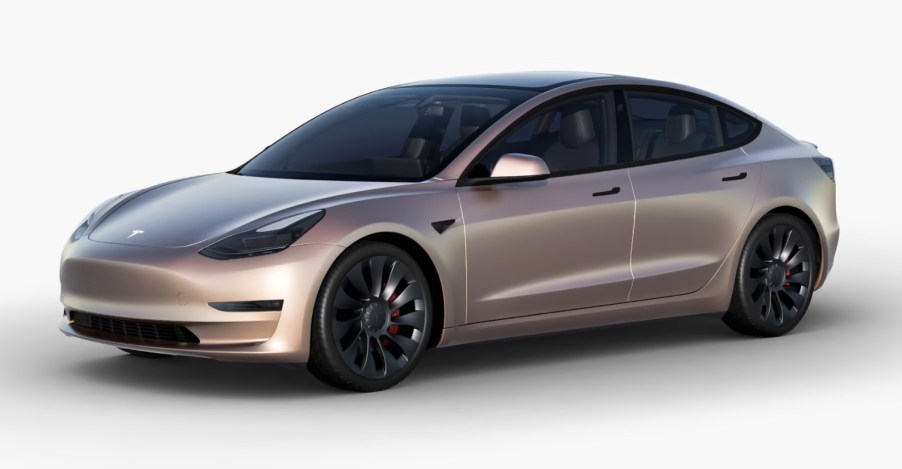 A satin rose gold Tesla wrap