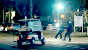 Police chase golf cart at night in Los Angeles