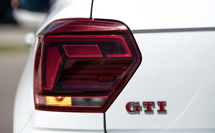 The red, yellow, and white colored bulbs for braking and turn signals on a Volkswagen Polo GTI model