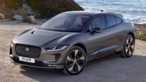 Charcoal 2020 Jaguar I-Pace EV with ocean in background