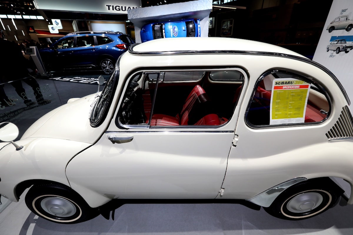 1 of the worst cars? 1968 Subaru 360 profile view