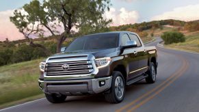 A 2019 Toyota Tundra driving down an open road.