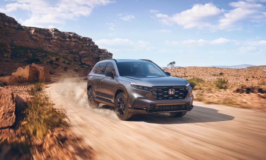 The 2023 Honda CR-V off-roading on a dirt trail