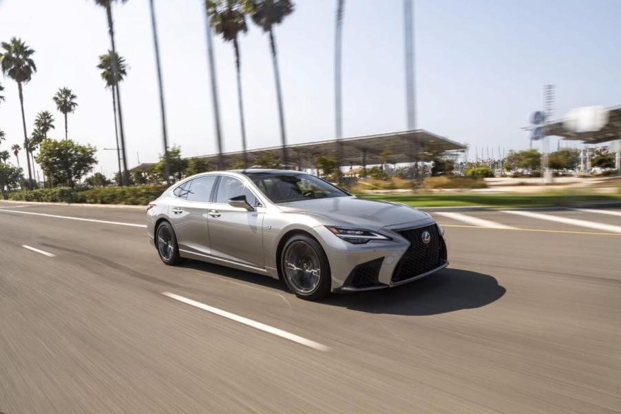 A 2024 Lexus LS 500 F Sport full-size luxury sedan model in Atomic Silver