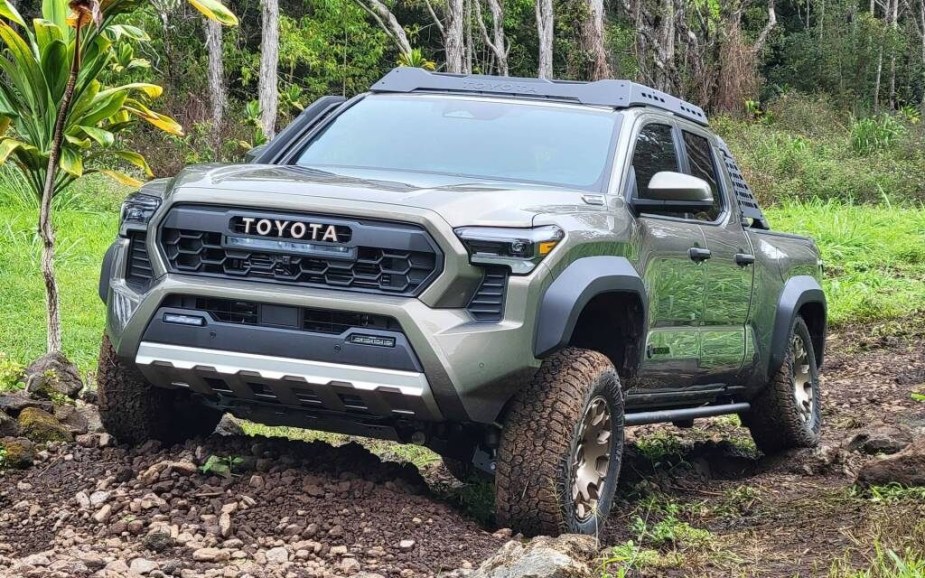 The all-new 2024 Toyota Tacoma pickup truck in the mud.