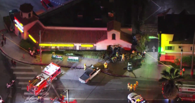 Alan Ruck Rivian crash aerial view. 