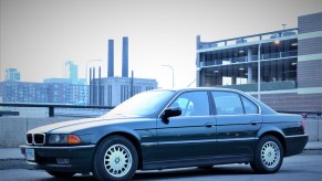 1994 BMW 730i E38 7 series Base Model photographed on top of a parking garage in downtown Chicago Illinois